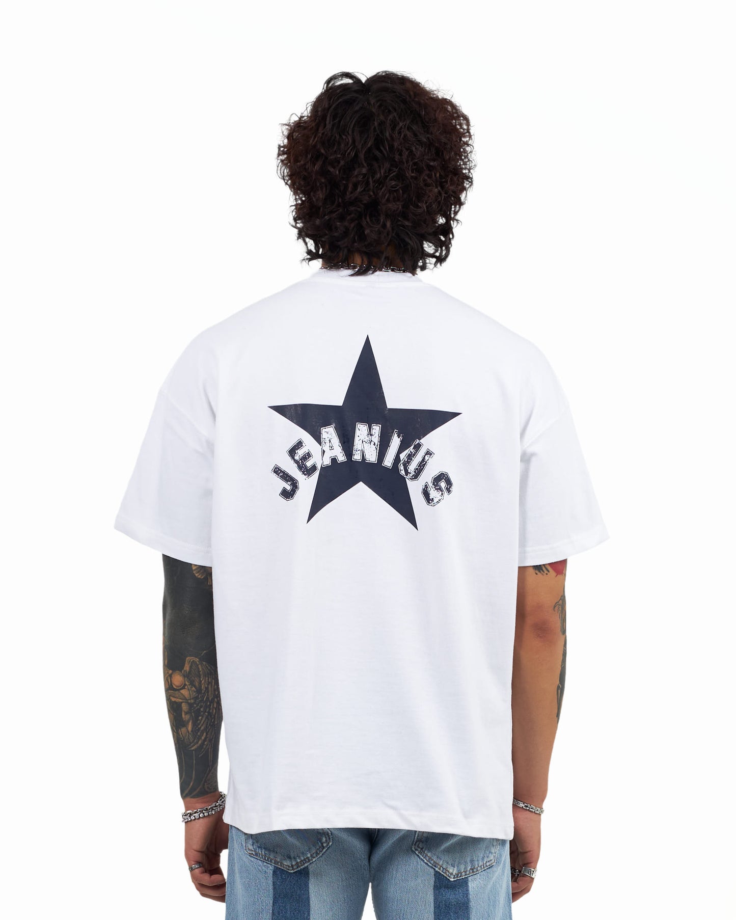 STAR T SHIRT - WHITE/NAVY