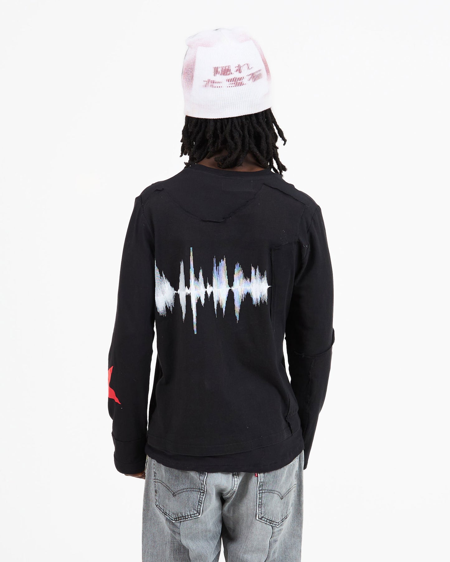 1of1 Patchwork T Shirt Red Star Long Sleeve Black