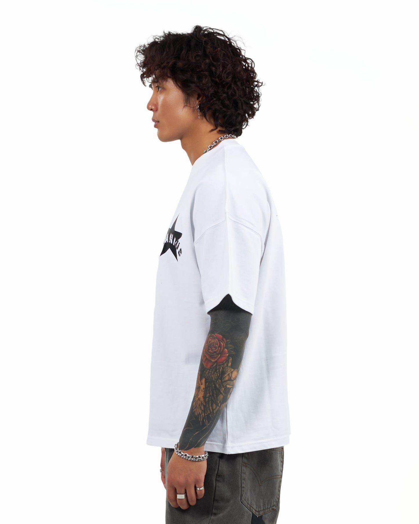 STAR T SHIRT - WHITE/BLACK