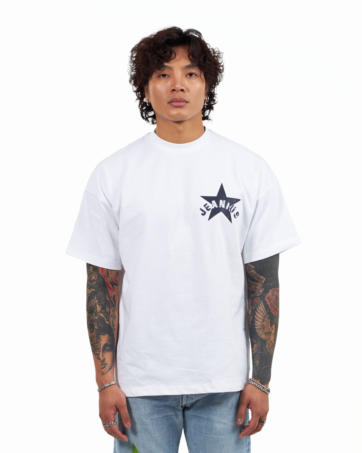 STAR T SHIRT - WHITE/NAVY
