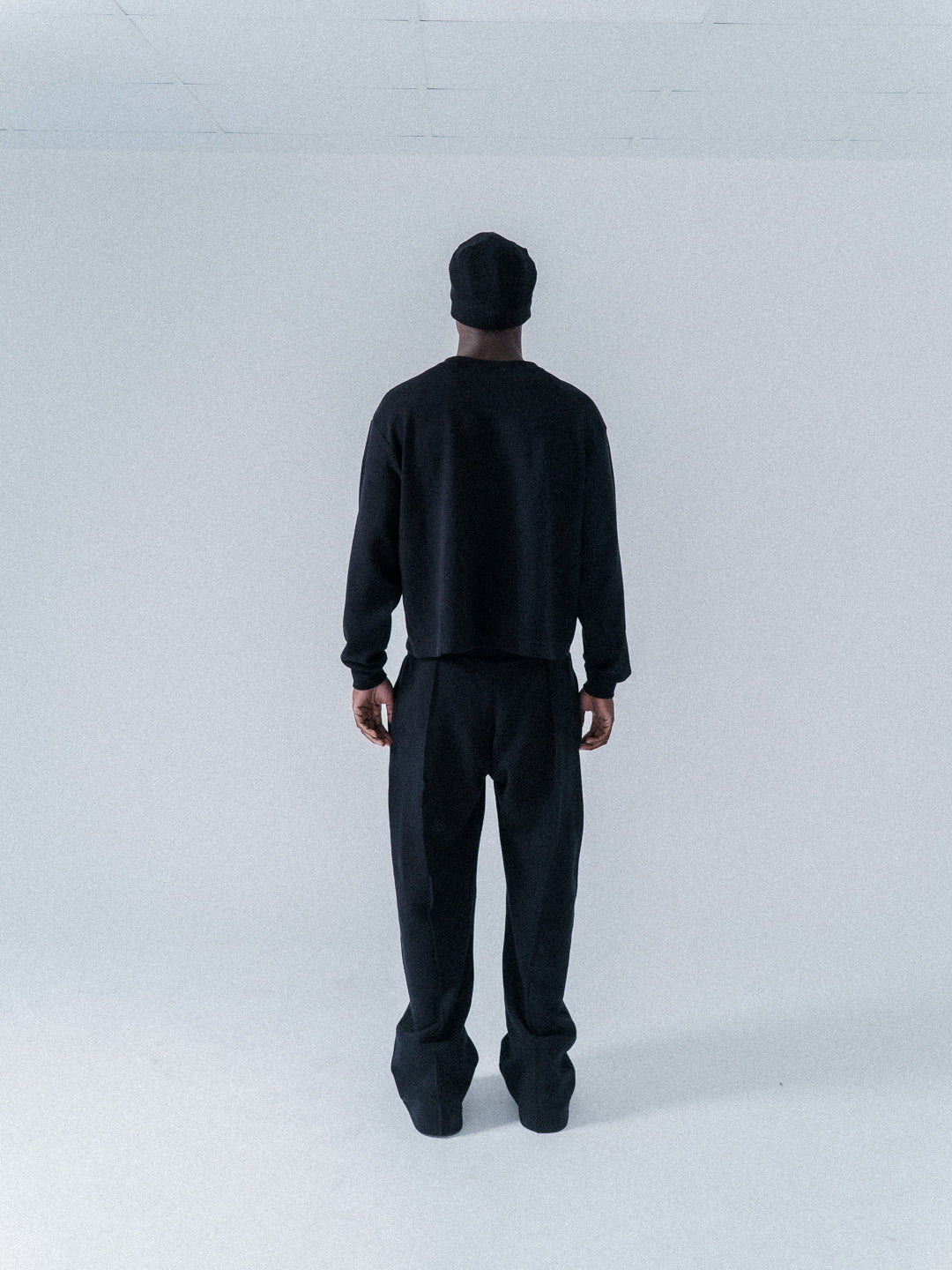 Waffle Pleated Track Trouser Black