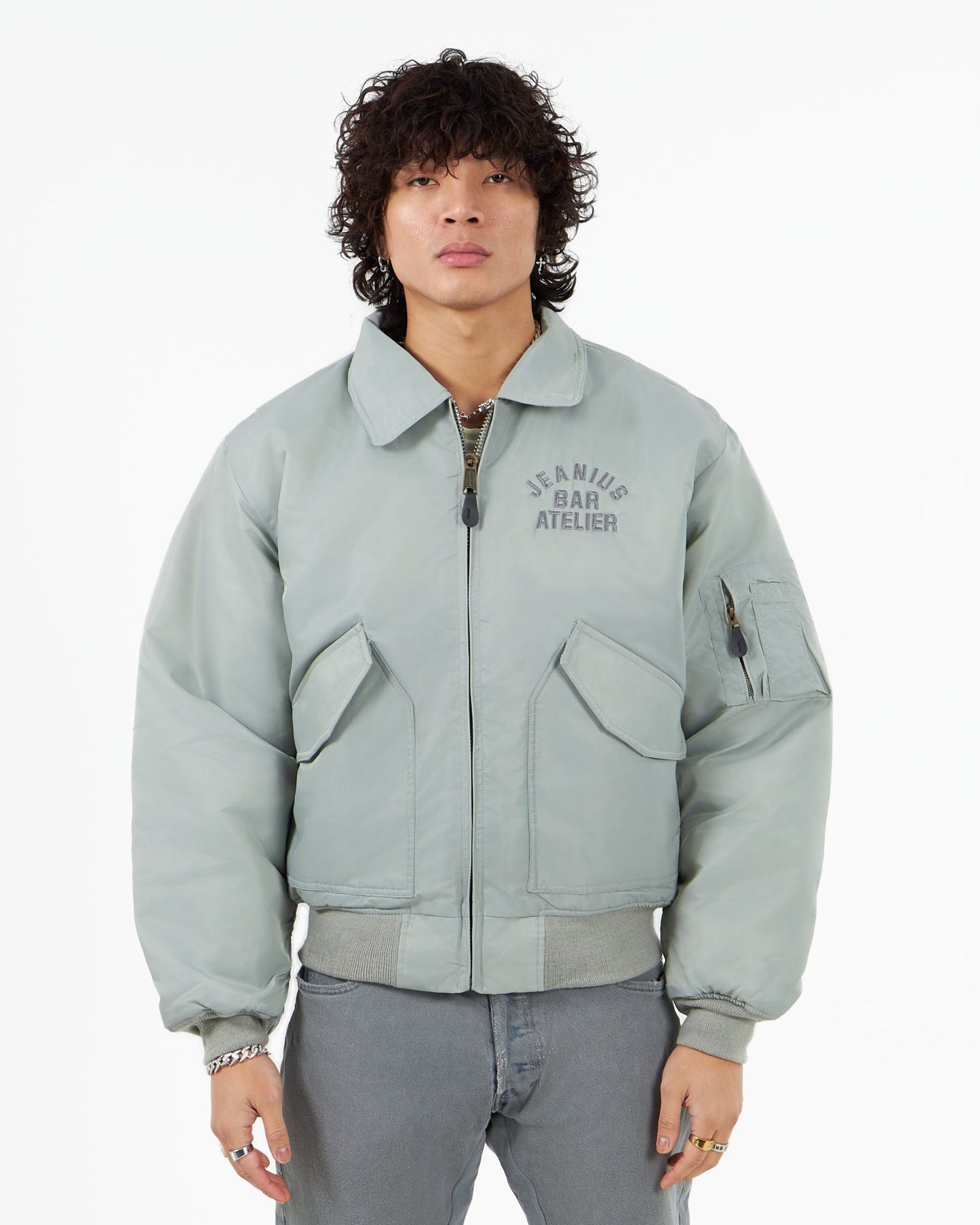VARSITY BOMBER JACKET GREY