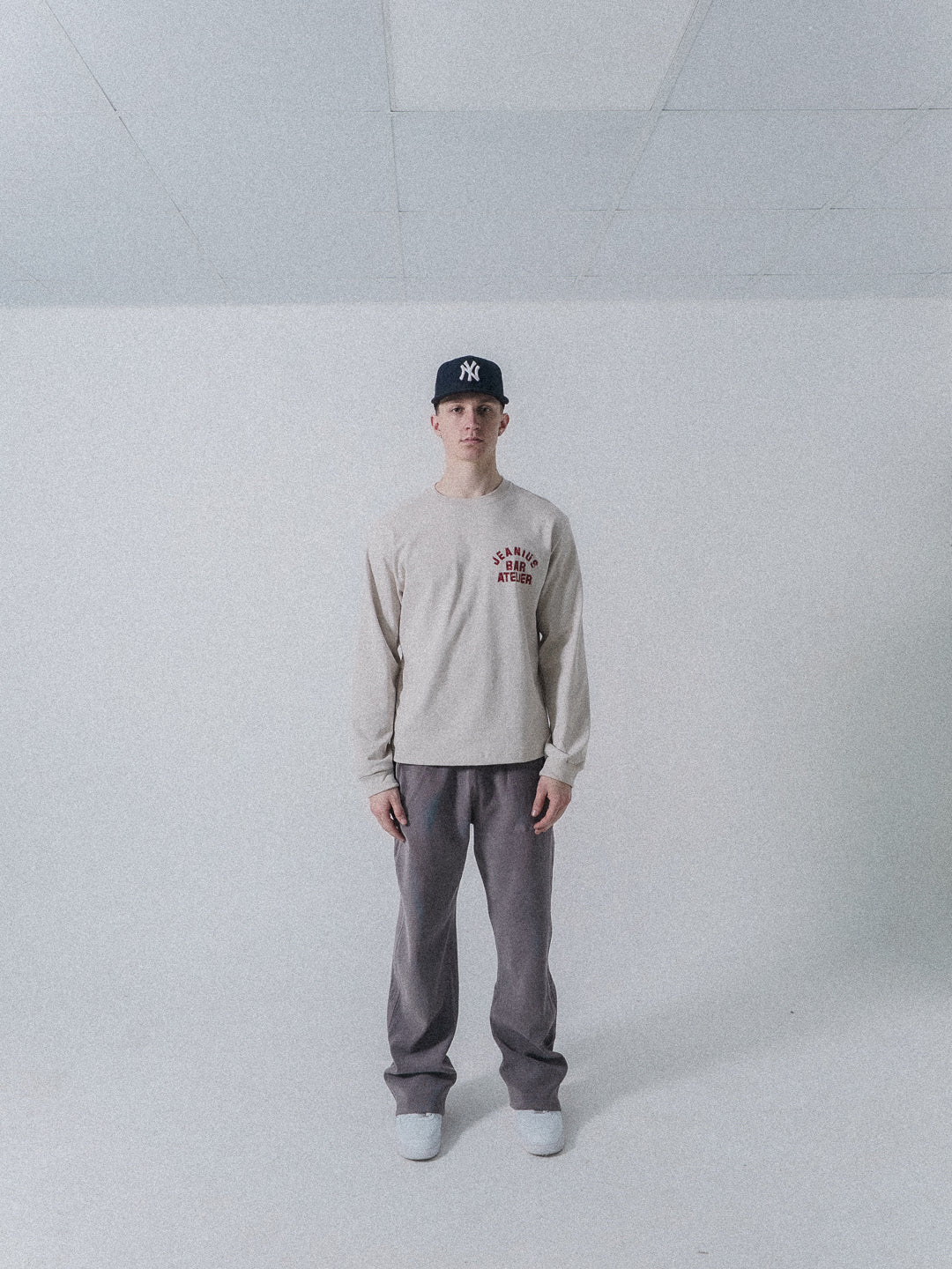 Varsity Long Sleeve Cream & Red