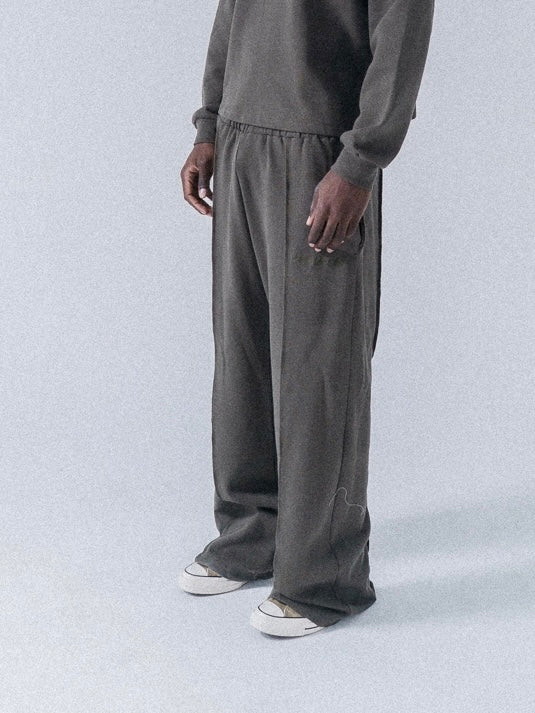 Waffle Pleated Track Trouser Khaki