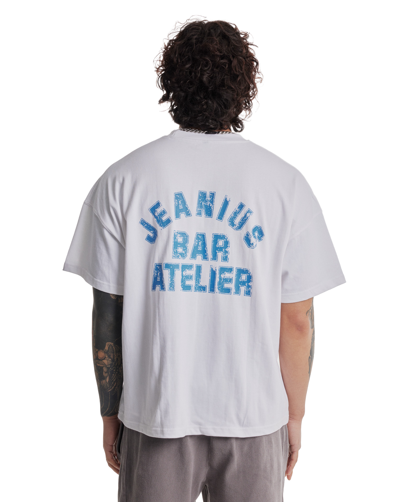 Varsity T- Shirt White & Blue