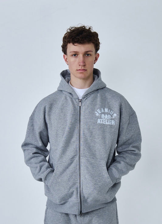 JEANIUS X MEET UP PARIS ZIP UP HOODIE GREY
