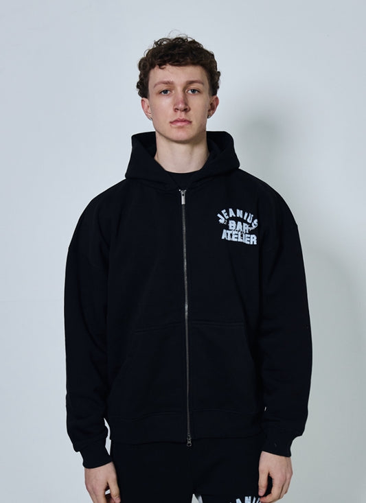 JEANIUS X MEET UP PARIS  ZIP UP HOODIE BLACK