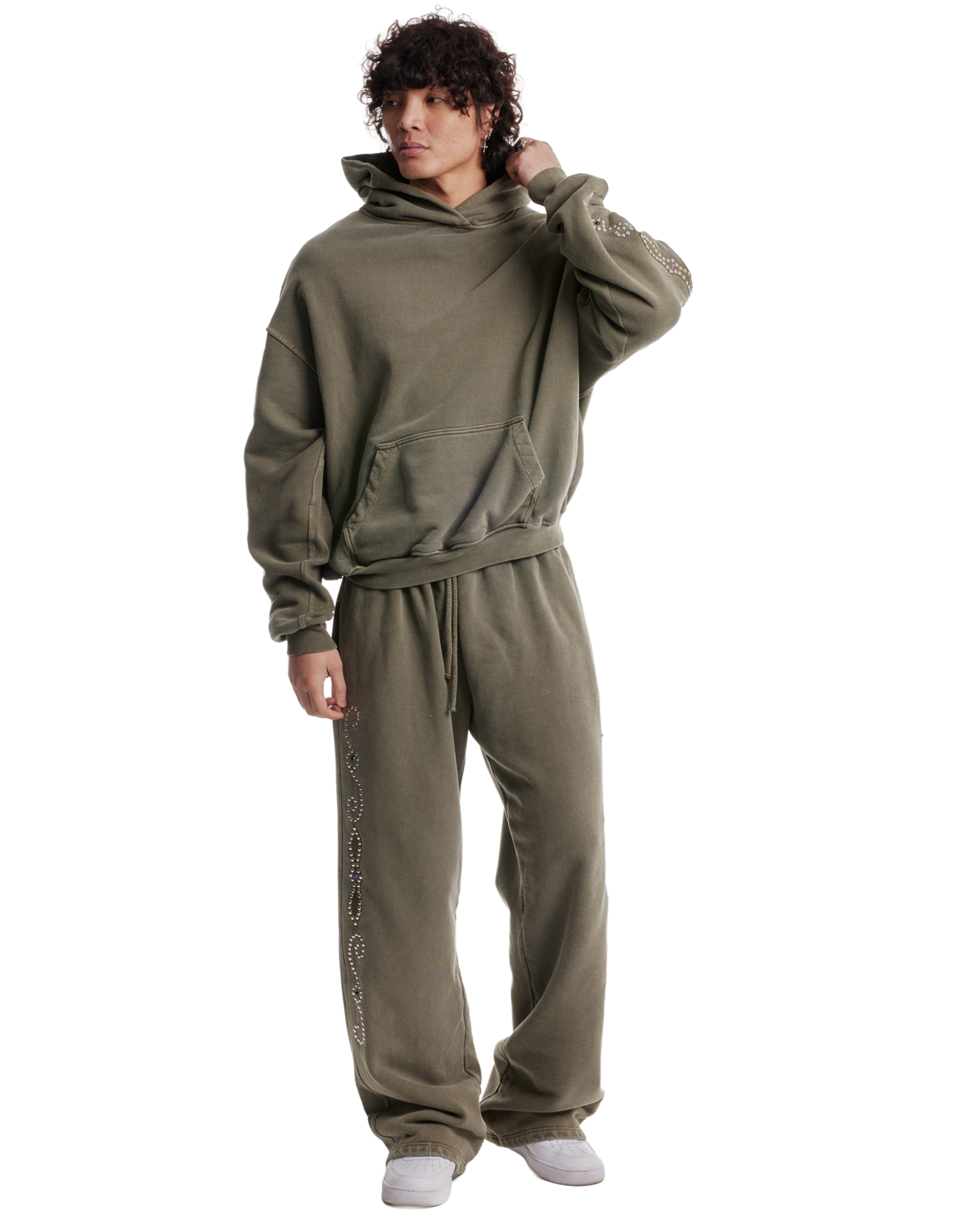 Western Stud Hoodie Khaki-thumbmail-4