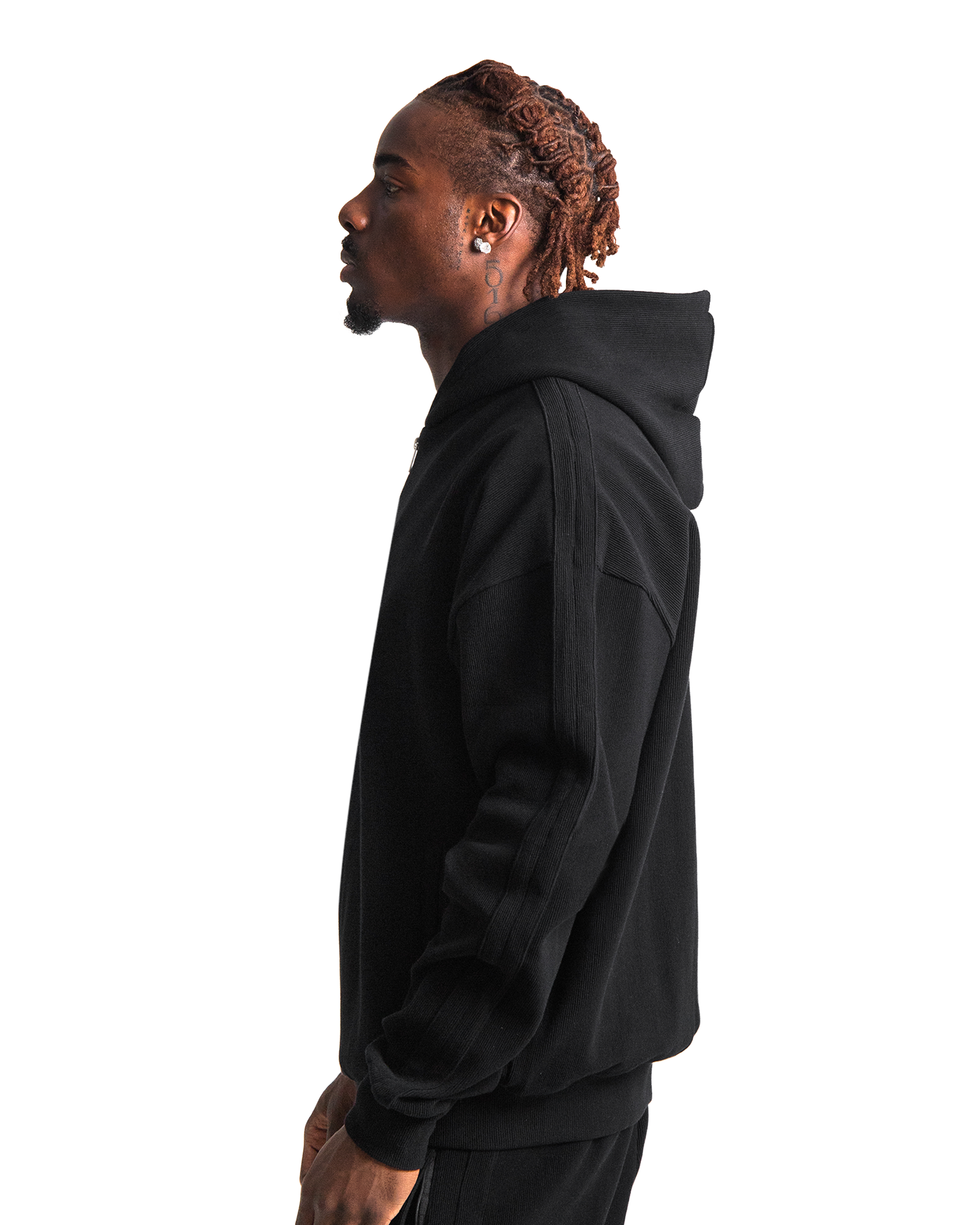 Ottoman Zip Hoodie - Jet Black