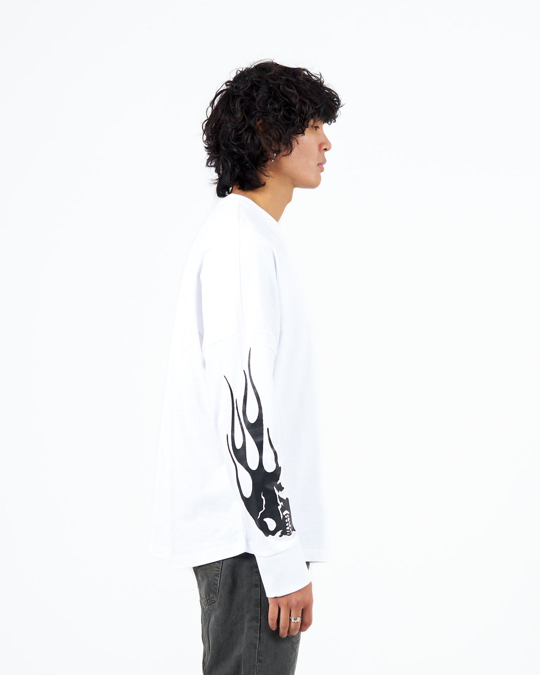 Skull Flame Longsleeve White