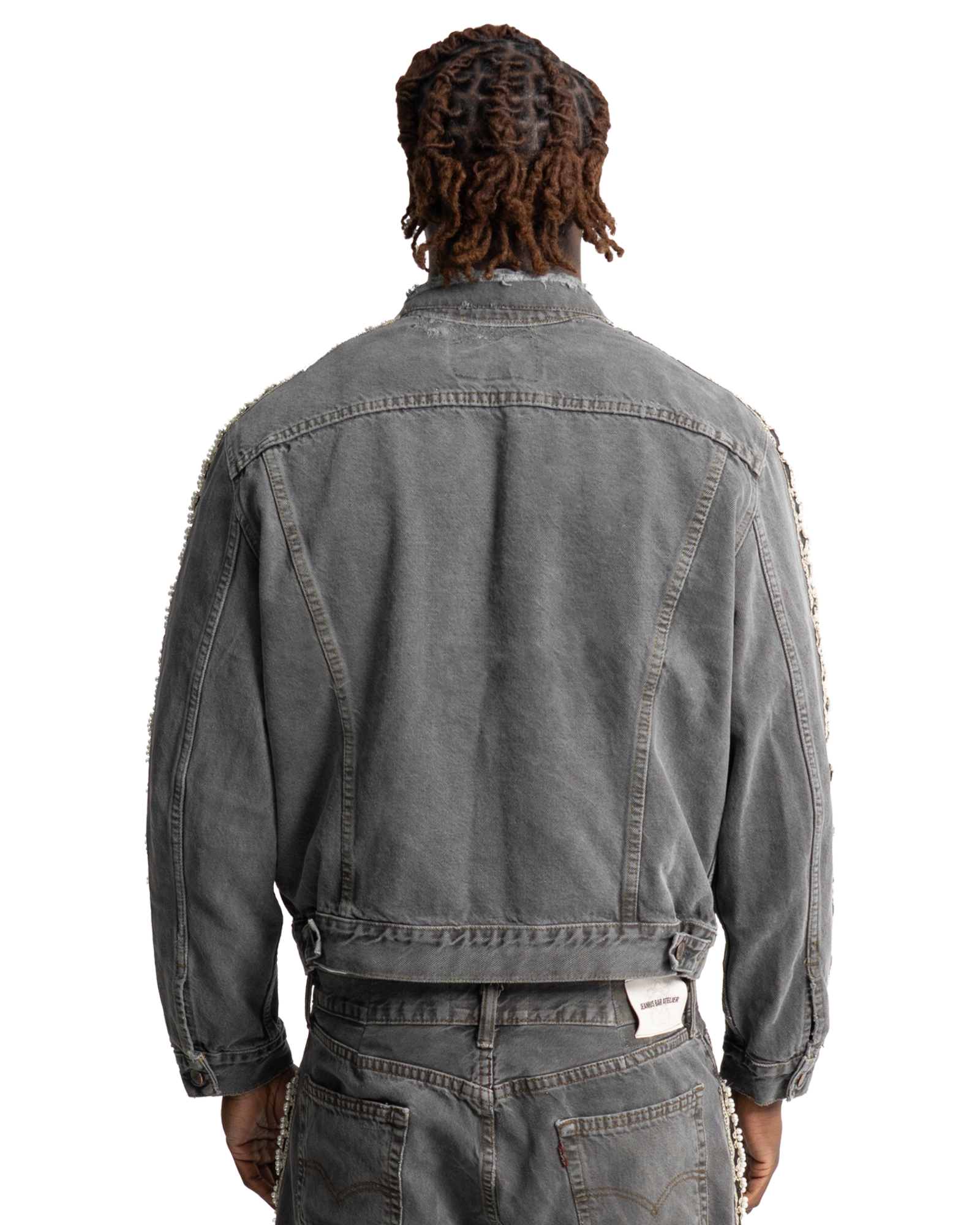 Pearlstrip Denim Trucker Jacket Charcoal-thumbmail-3