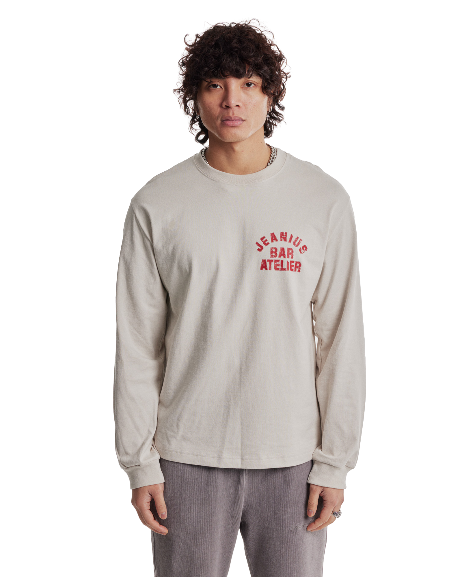 Varsity Long Sleeve Cream & Red