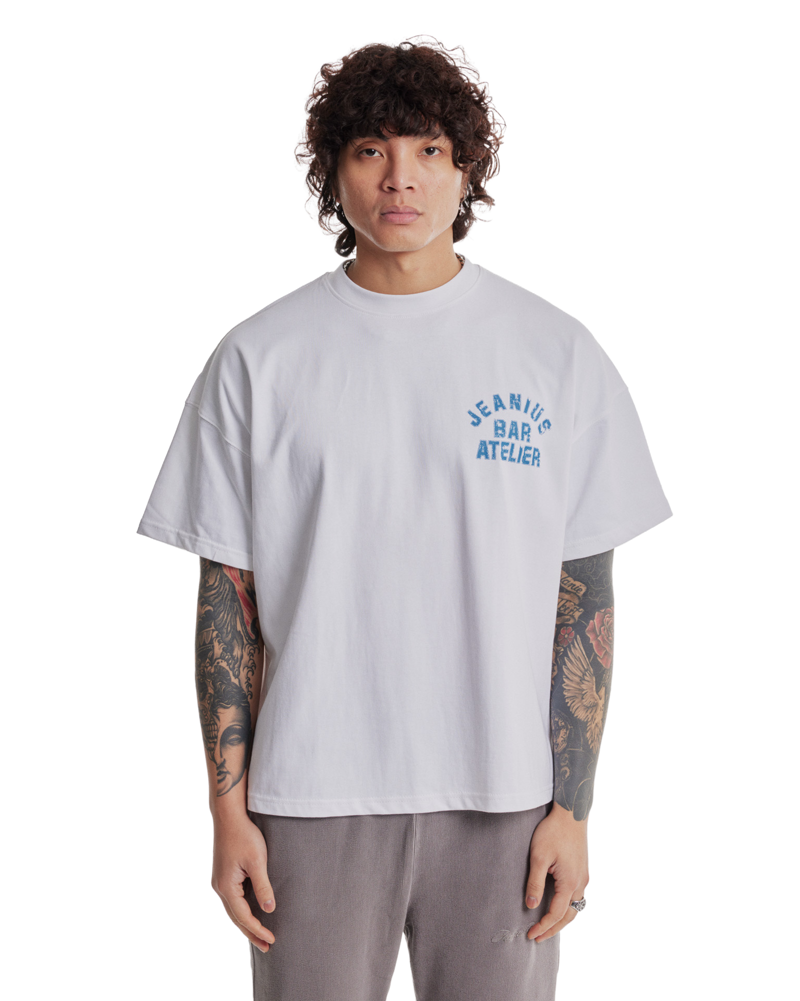 Varsity T- Shirt White & Blue