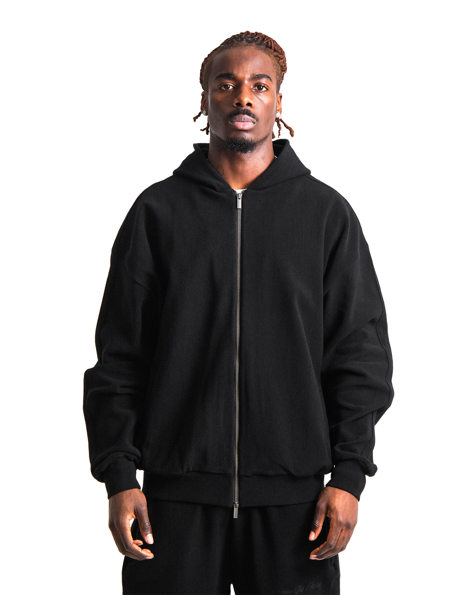 Ottoman Zip Hoodie - Jet Black