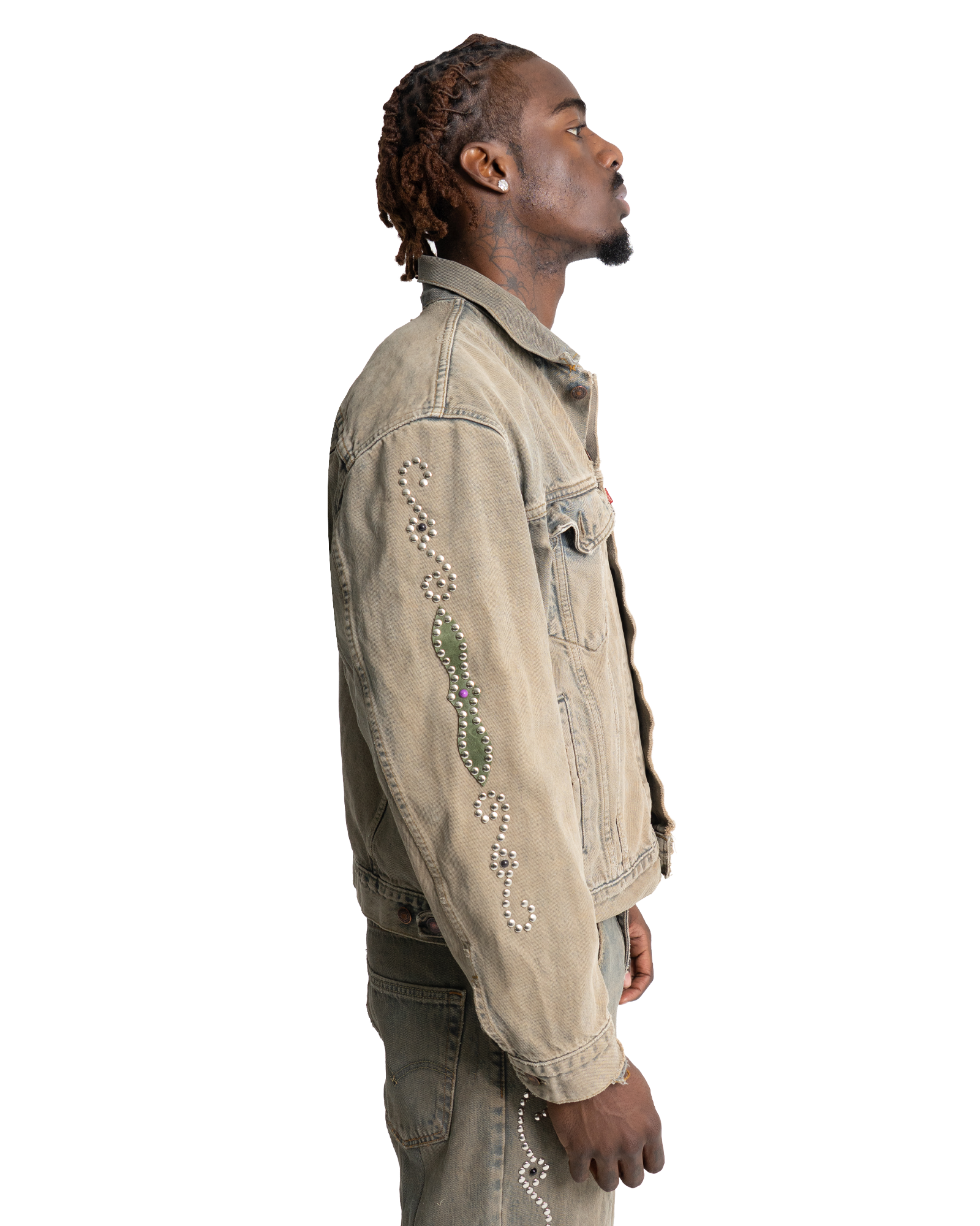 Western Stud Denim Trucker Jacket Sandwash