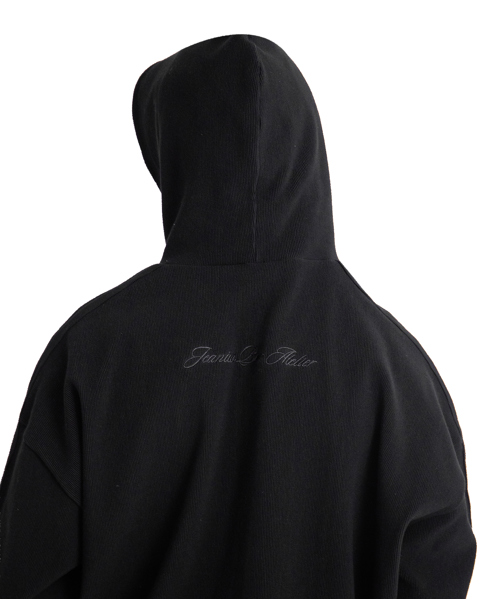 Ottoman Zip Hoodie - Jet Black-thumbmail-4