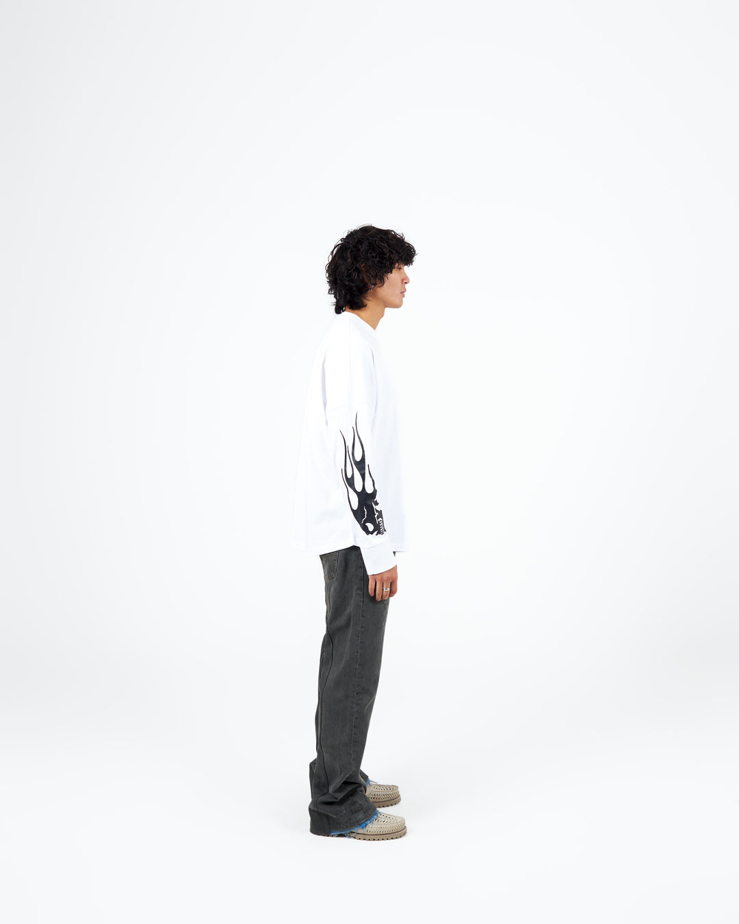 Skull Flame Longsleeve White