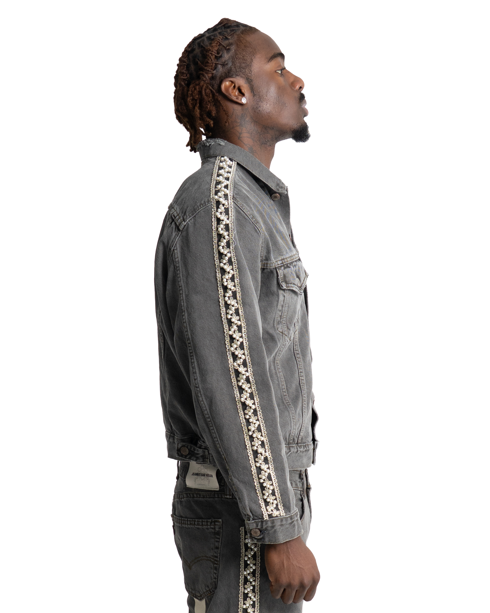 Pearlstrip Denim Trucker Jacket Charcoal