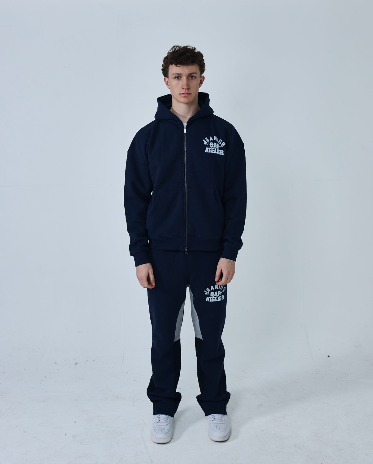 JEANIUS X MEET UP PARIS ZIP UP HOODIE NAVY