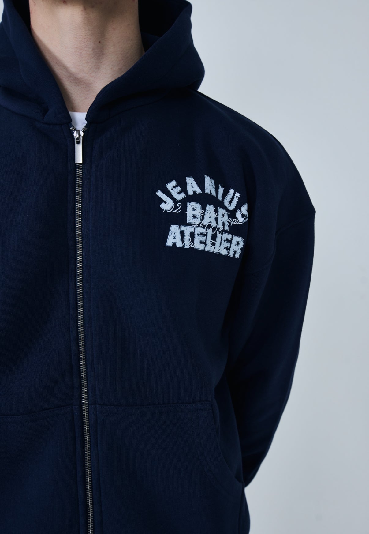 JEANIUS X MEET UP PARIS ZIP UP HOODIE NAVY