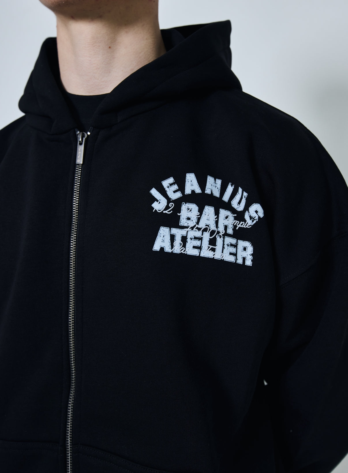 JEANIUS X MEET UP PARIS  ZIP UP HOODIE BLACK