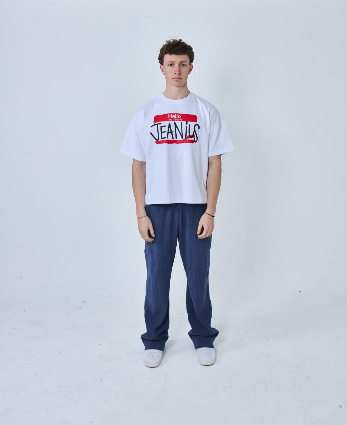HELLO MY NAME IS JEANIUS CROPPED T SHIRT WHITE