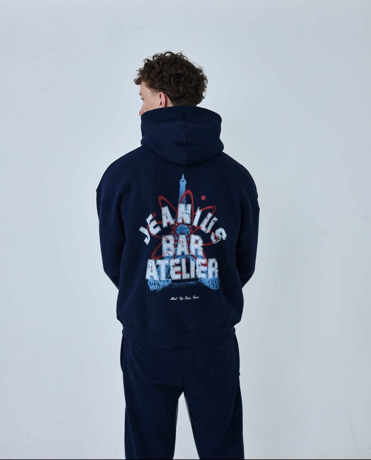 JEANIUS X MEET UP PARIS ZIP UP HOODIE NAVY