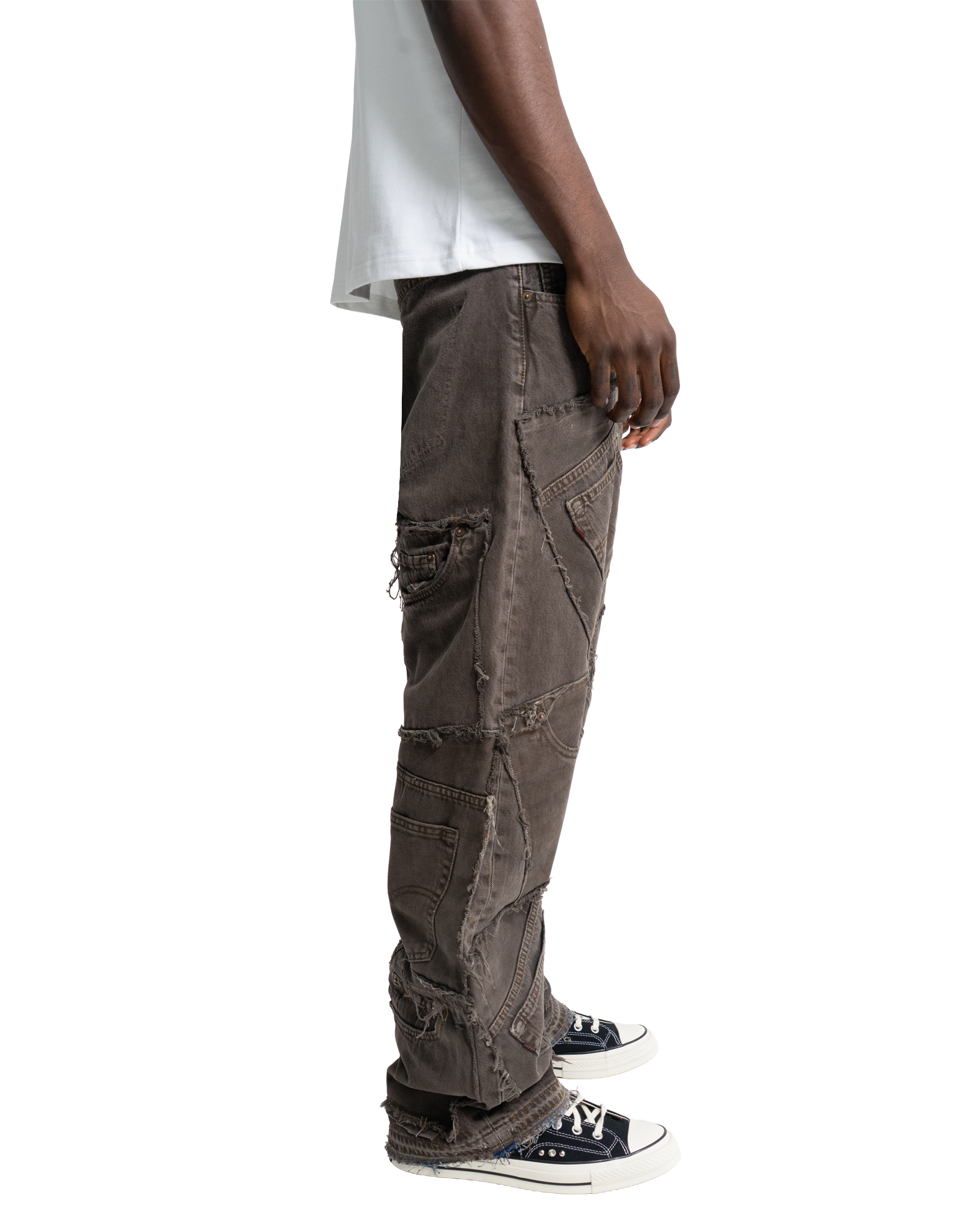 Patchwork Denim Brown