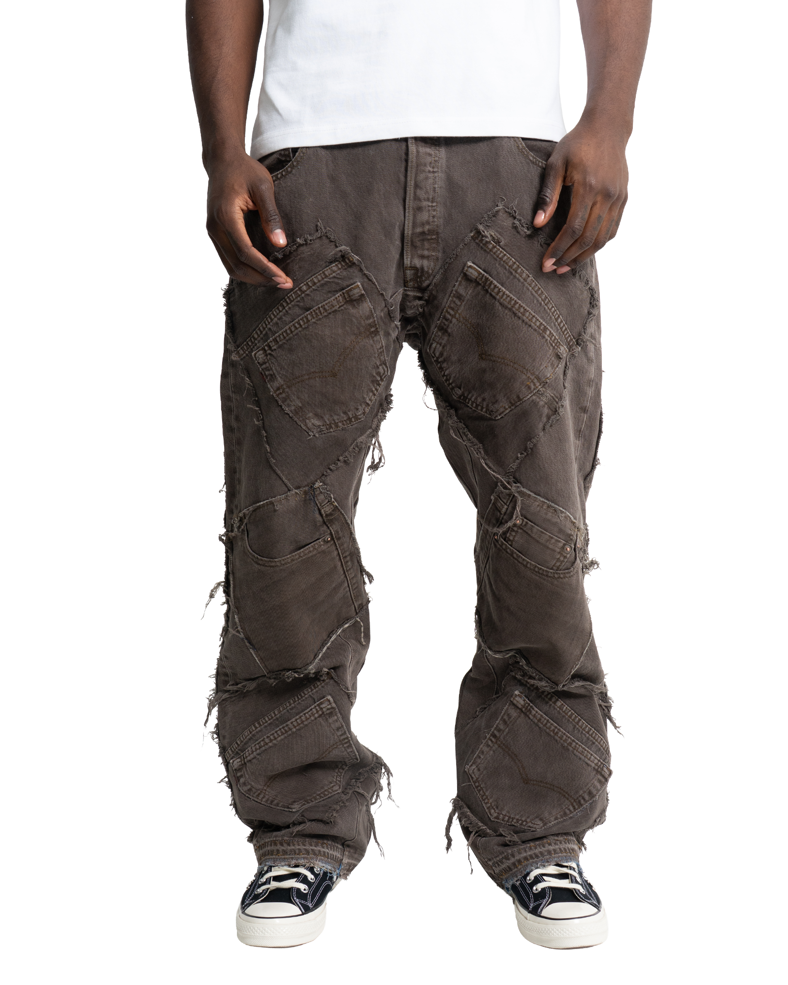 Patchwork Denim Brown