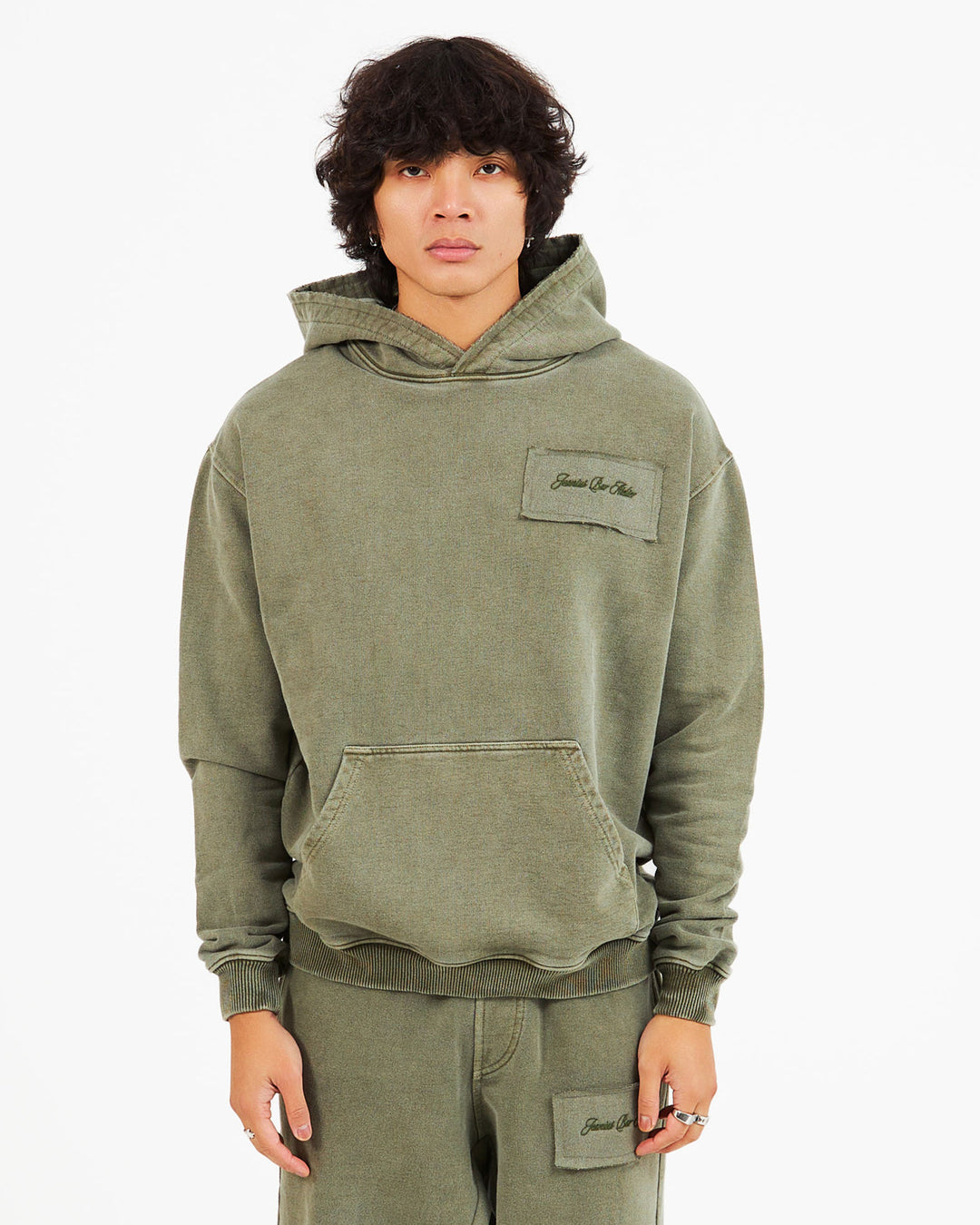 Tonal Oversized Hoodie Khaki