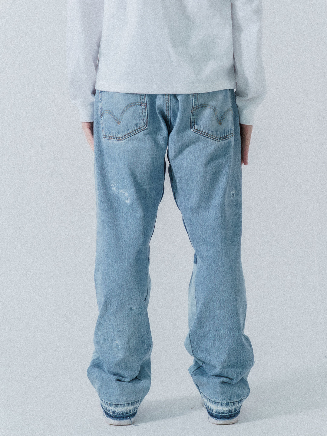 Blue Distressed Flare Denim