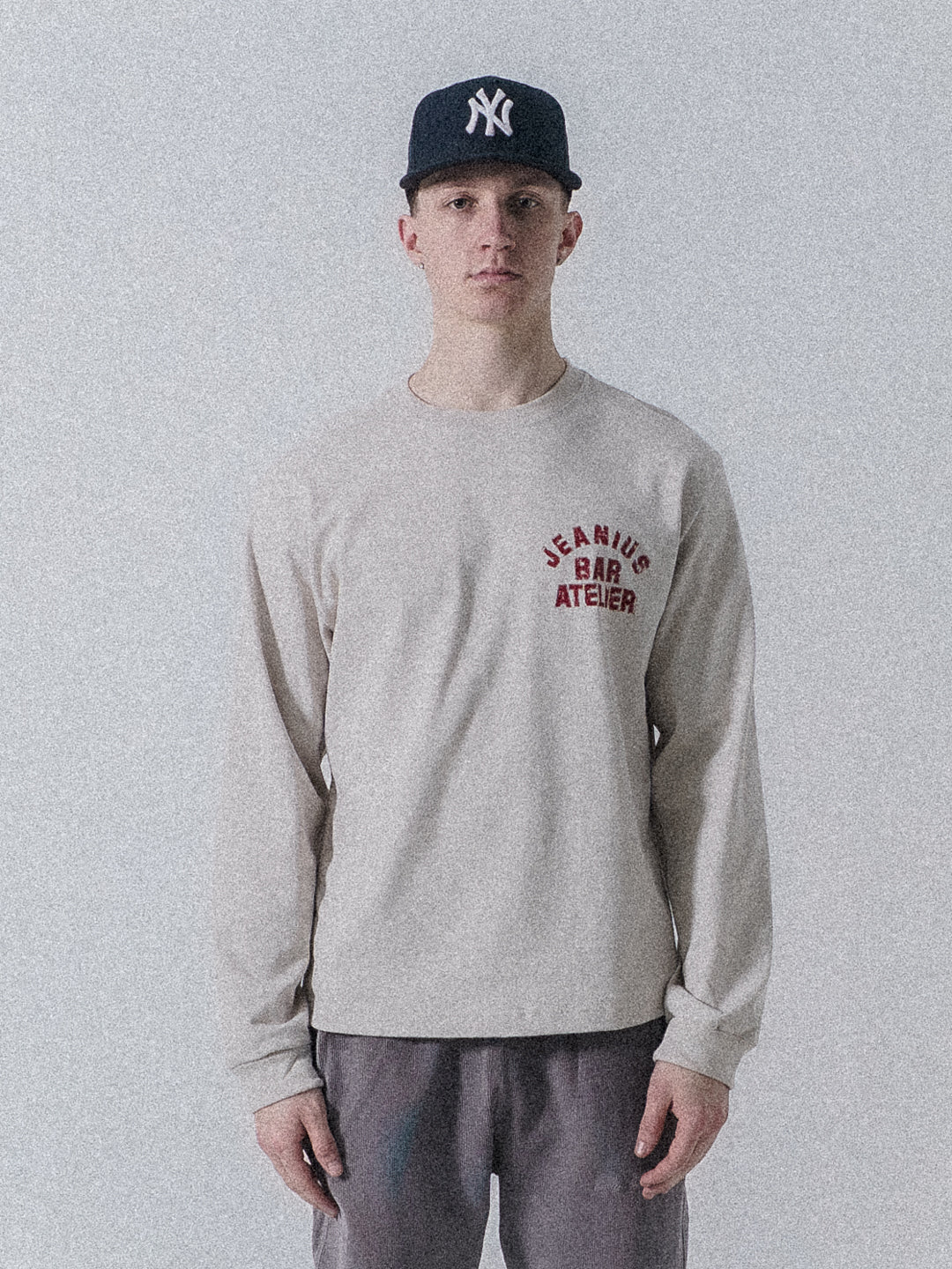 Varsity Long Sleeve Cream & Red