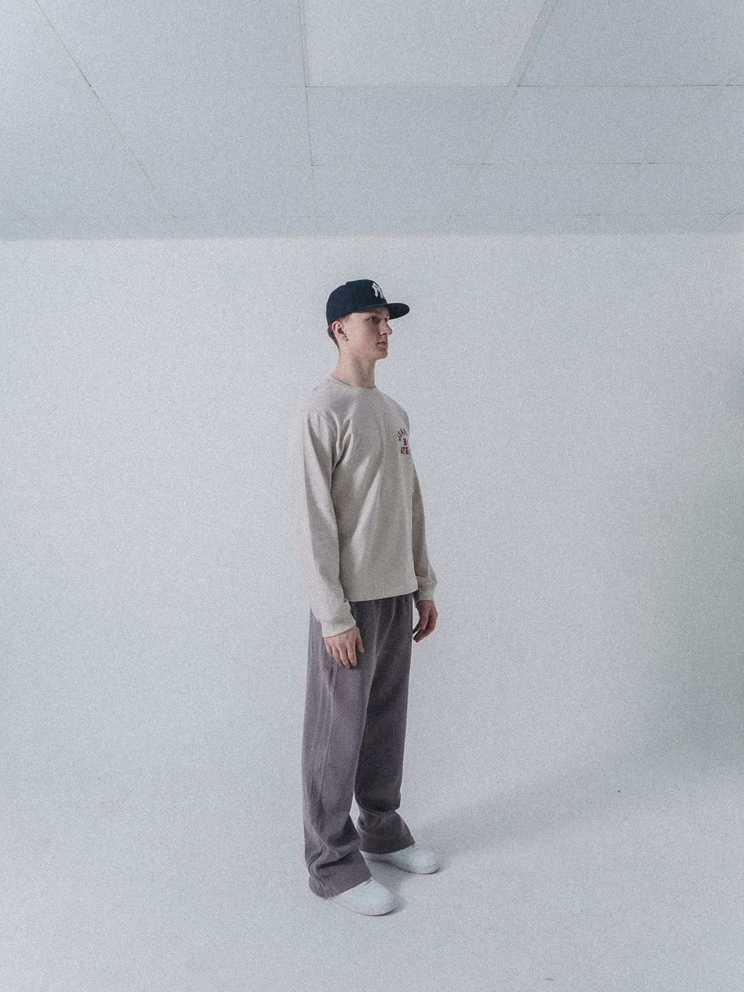 Varsity Long Sleeve Cream & Red