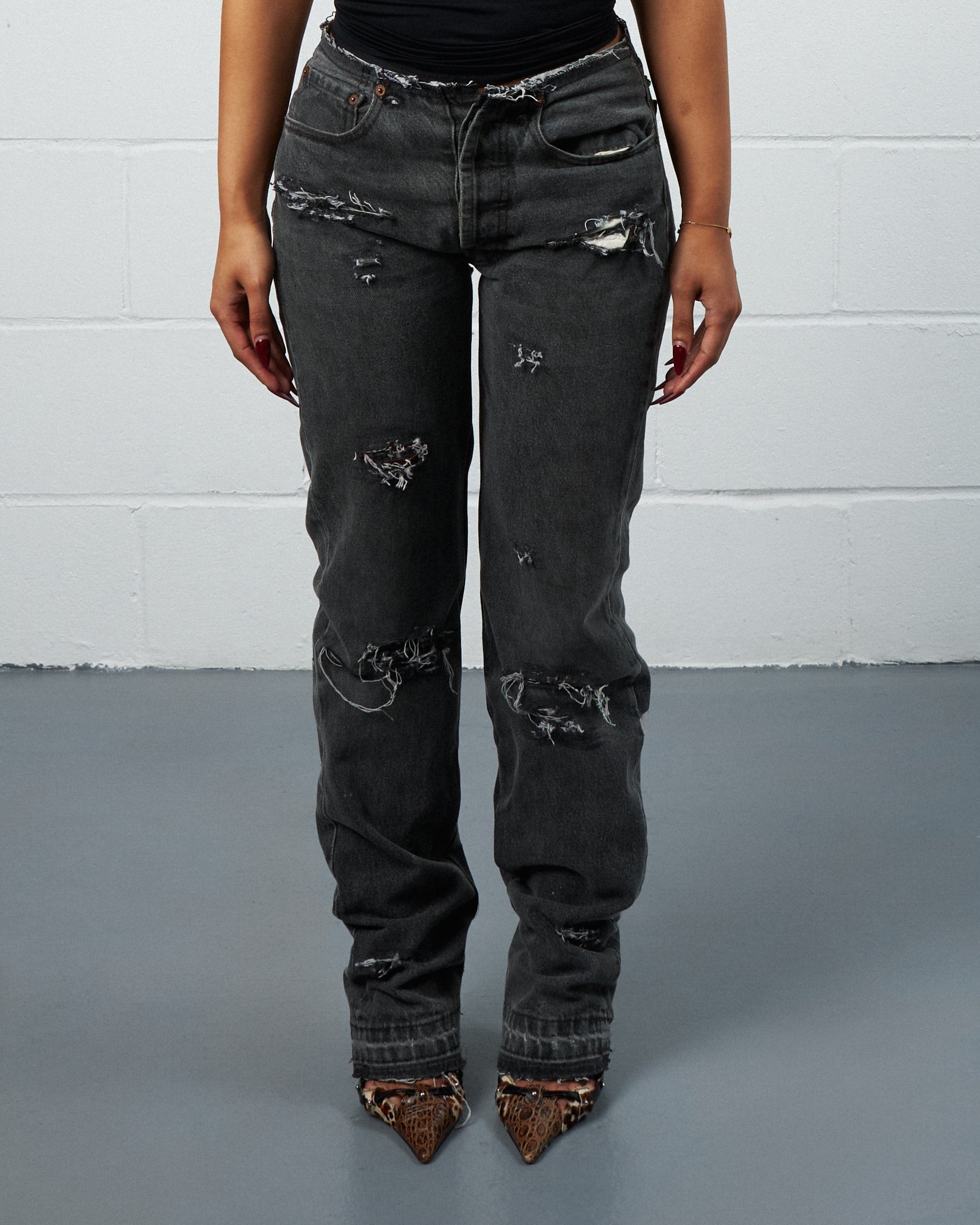 CHARCOAL NO-WAIST TRASHER DENIM-thumbmail-1