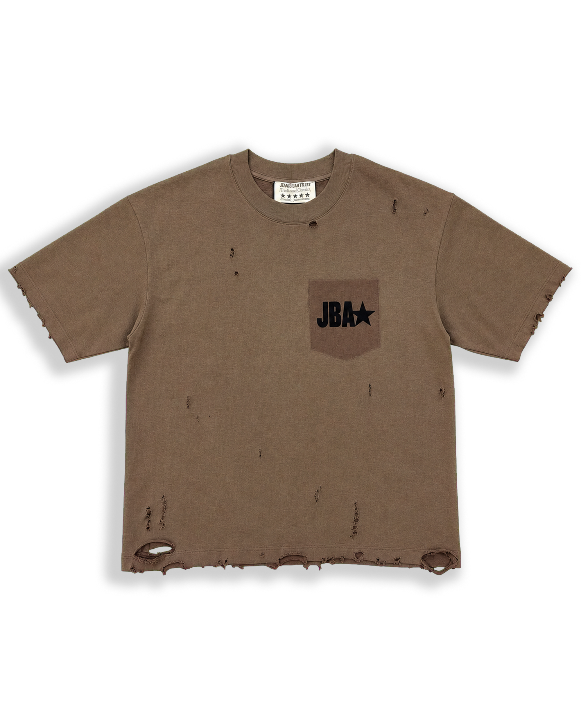 Vintage Faded Pocket T Shirt Brown-thumbmail-1