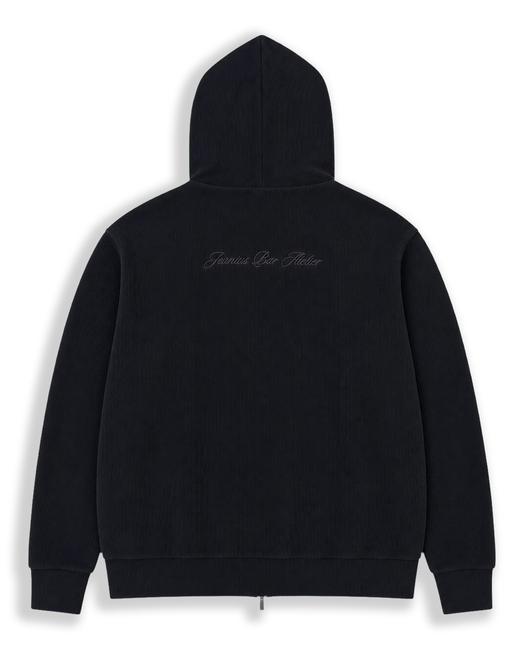 Ottoman Zip Hoodie - Jet Black-thumbmail-3