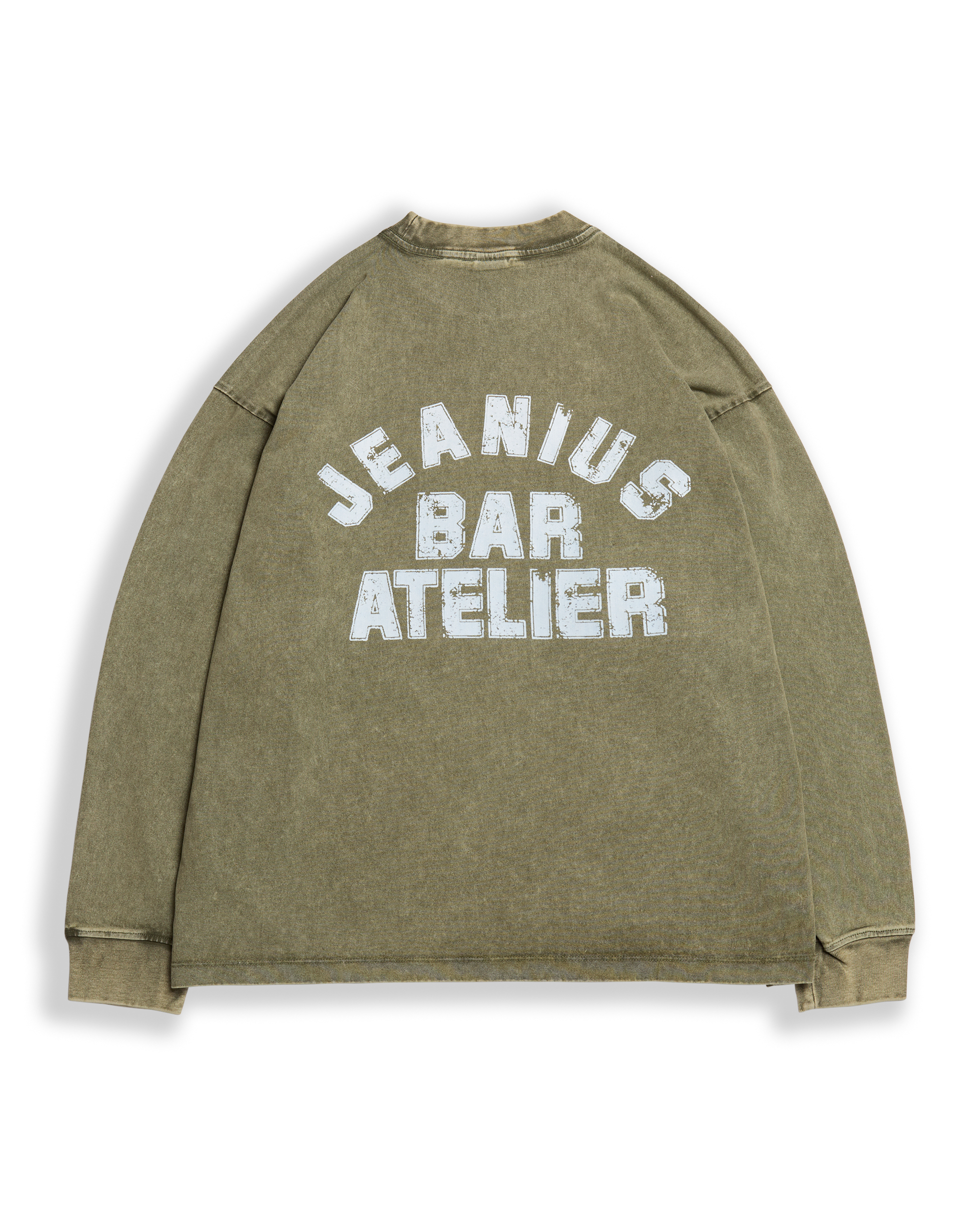 Vintage Varsity Khaki Green & White Longsleeve-thumbmail-3