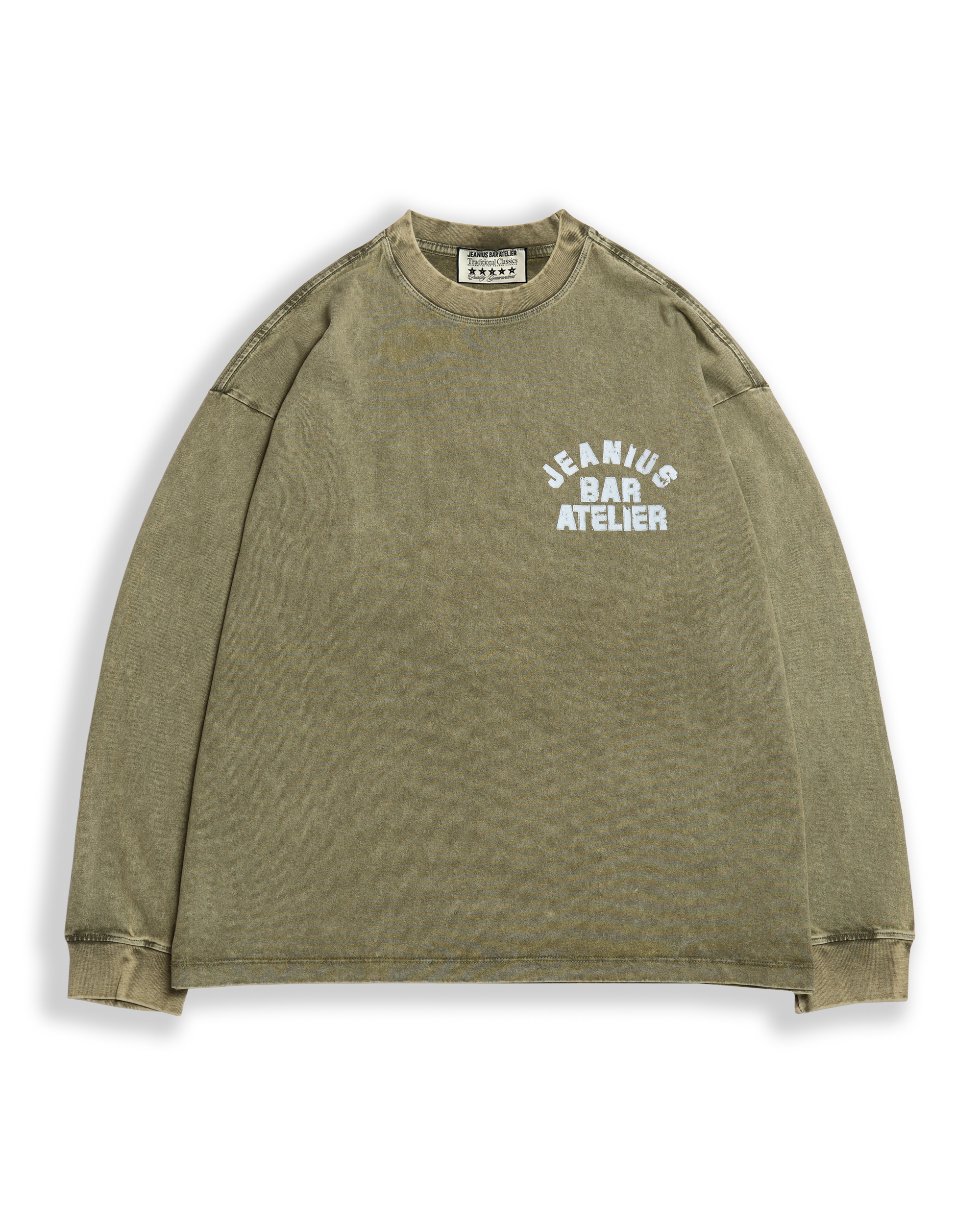 Vintage Varsity Khaki Green & White Longsleeve-thumbmail-1