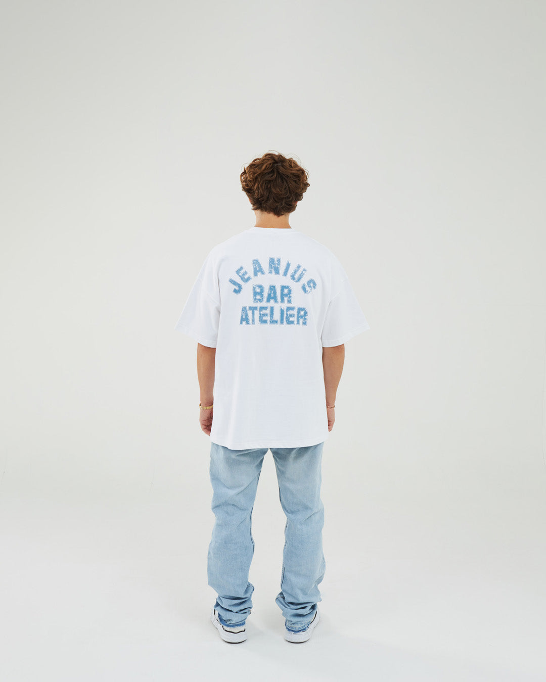 Varsity T-Shirt - White/ Sky Blue