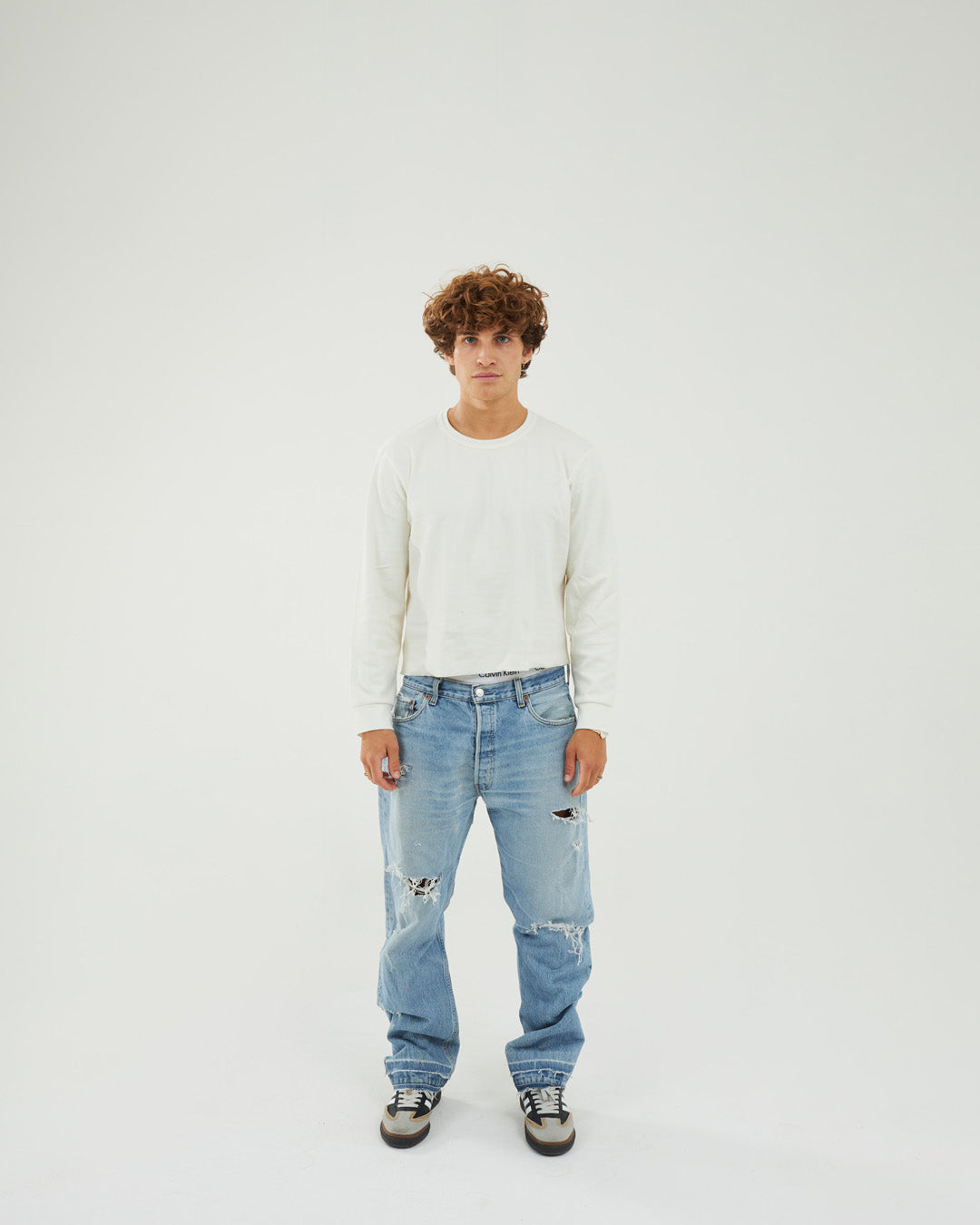 Distressed Buster Denim - Blue