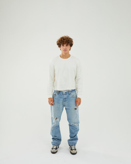 Distressed Buster Denim - Blue