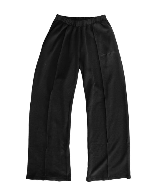 Waffle Pleated Track Trouser Black