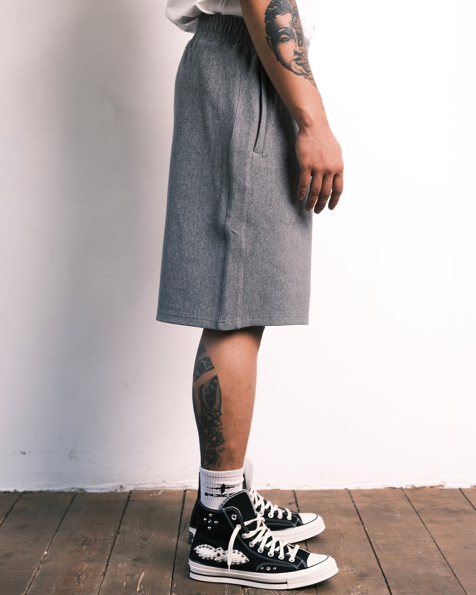 Ottoman Track Shorts Melange Grey-thumbmail-3