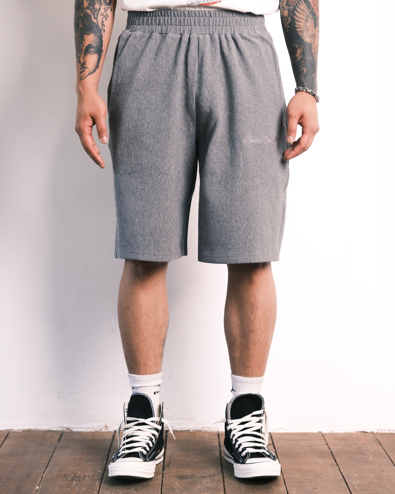 Ottoman Track Shorts Melange Grey-thumbmail-2