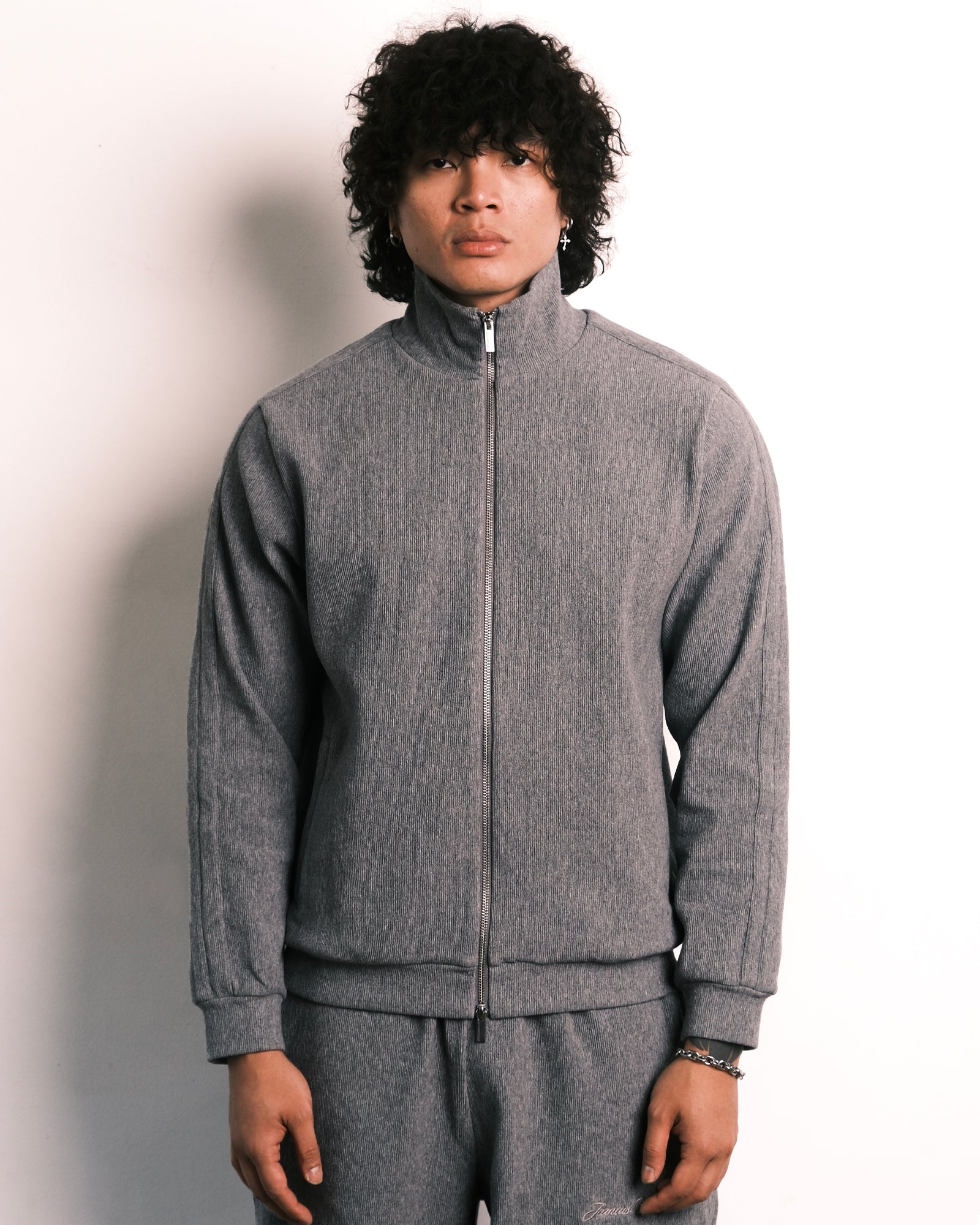 Ottoman Track Jacket Melange Grey-thumbmail-2