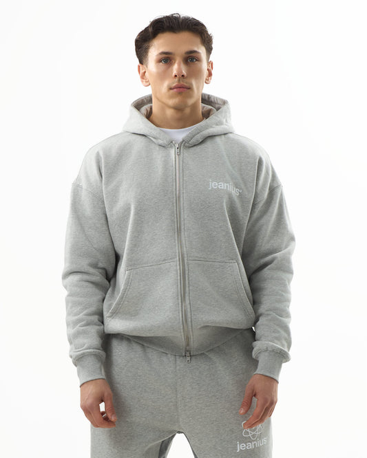 TEAM JEANIUS ZIP UP HOODIE GREY