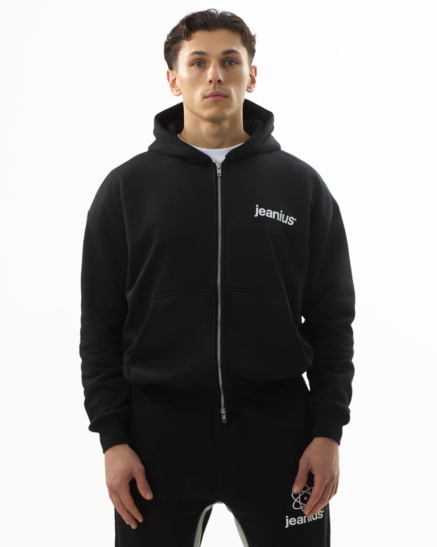 TEAM JEANIUS ZIP UP HOODIE BLACK