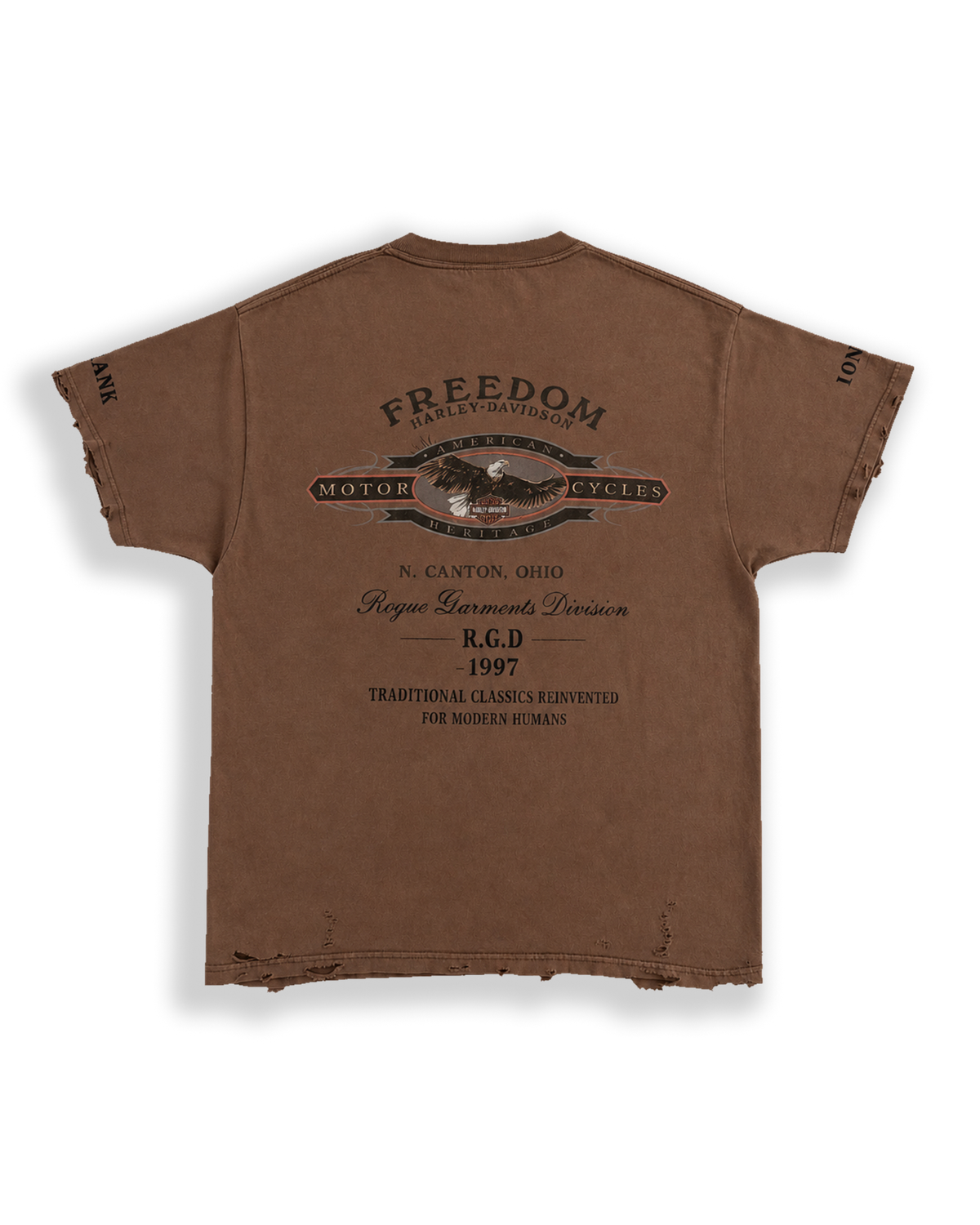 ONE OF ONE HARLEY DAVIDSON FREEDOM T-SHIRT - Brown back