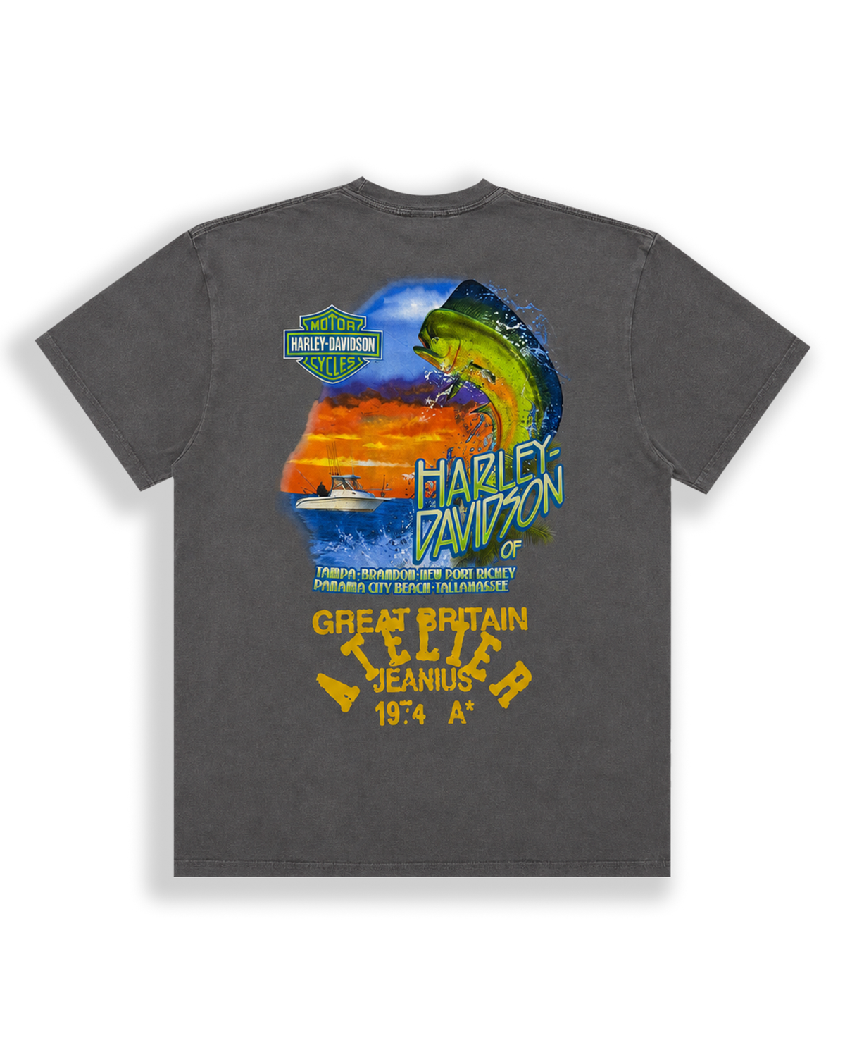 ONE OF ONE HARLEY DAVIDSON FISH T-SHIRT - Grey back
