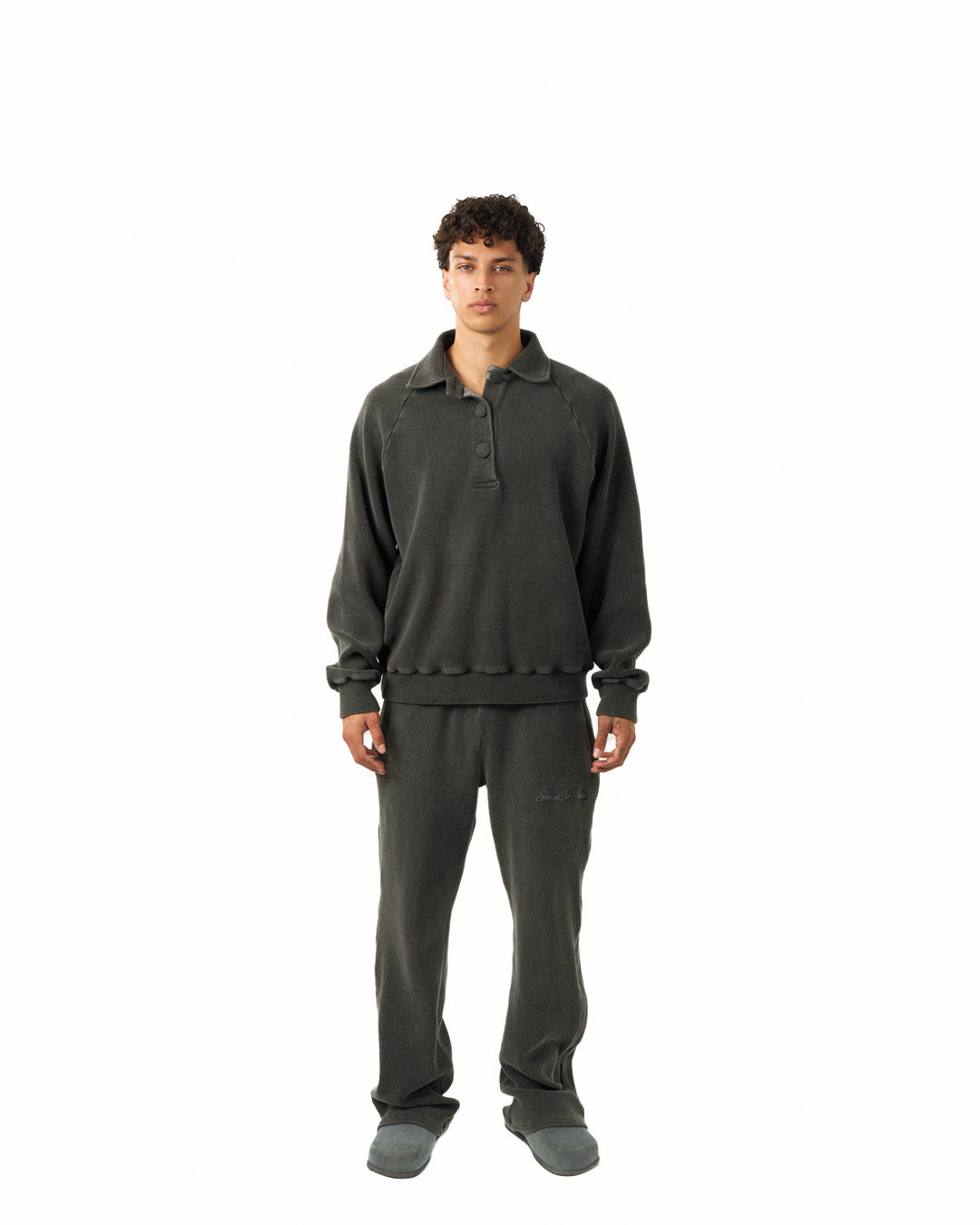 Ottoman Polo Jumper - Charcoal